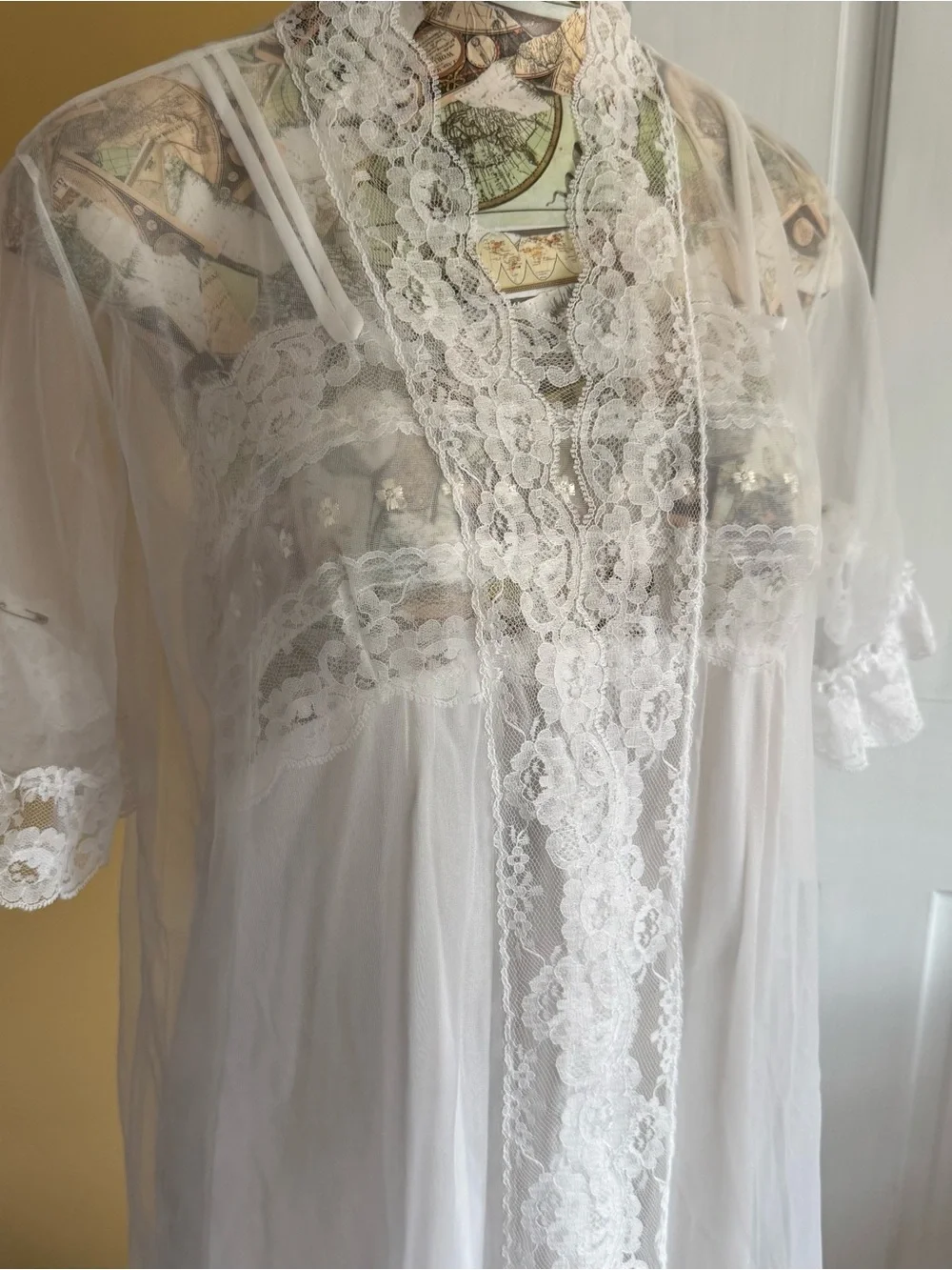 Tamara Lynn Vintage Union Made White Lace Peignoir Nightie Slip Set L - NWT - Picture 6 of 14